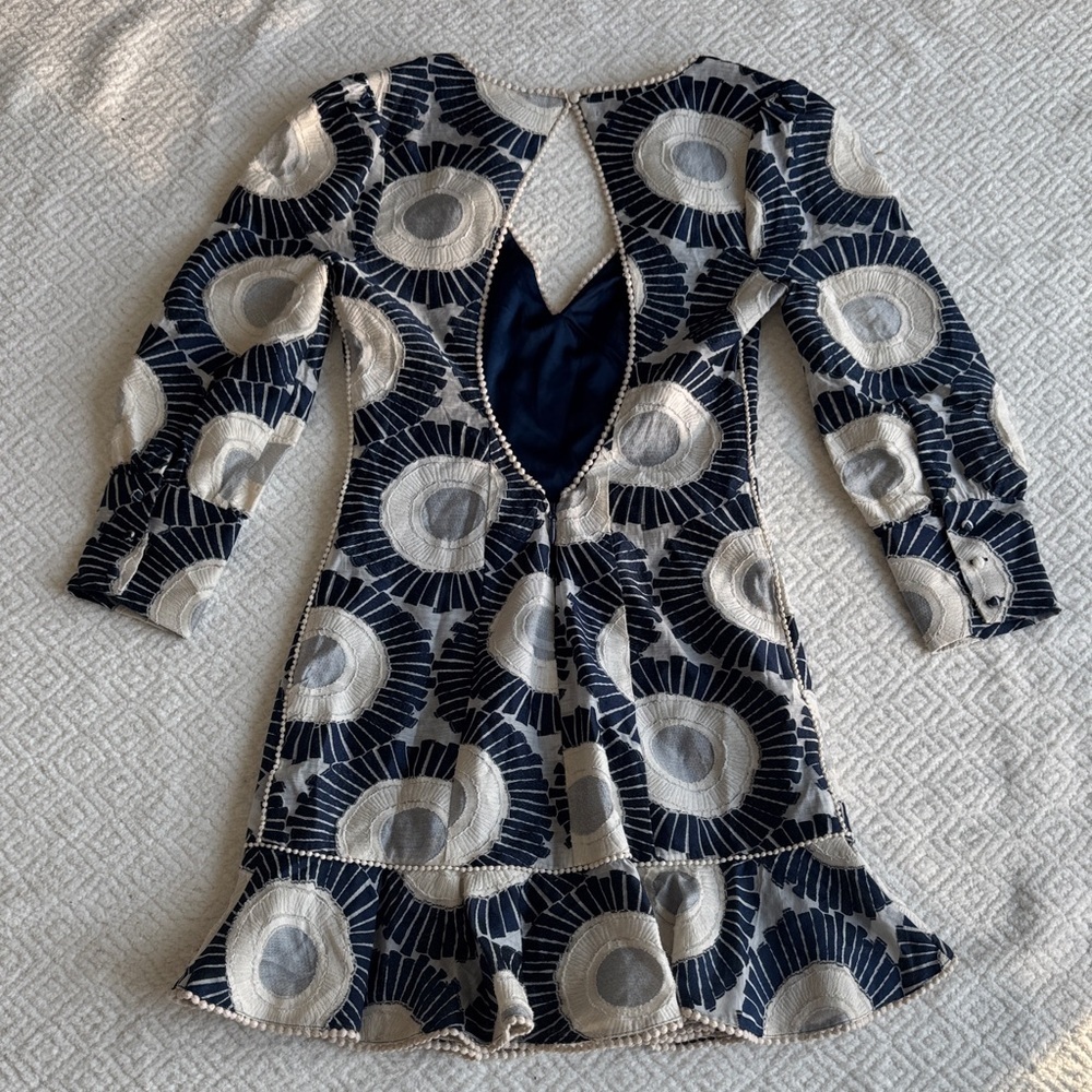 Bebe Navy Balloon Sleeve Dress Sz 0 - Picture 8 of 11